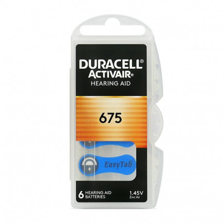 Battery - Duracell 675 Zinc-Air Hearing Aid Battery 1.45V, 6 Pcs