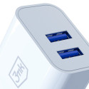3mk FlowPower 10W 2.4A 2A Wall Charger - White