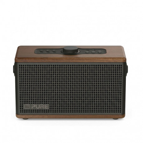 "Pure Classic Aura tragbarer Bluetooth-Lautsprecher; Hintergrundlicht; braun/walnuss"