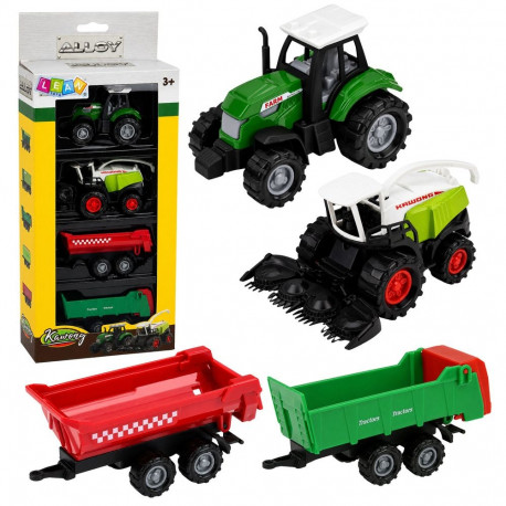 Põllumajandusmasinate komplekt traktor, silokombain, haagised 1:68 4tk
