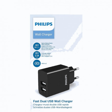Philips DLP2610 charger 2xUSB, black