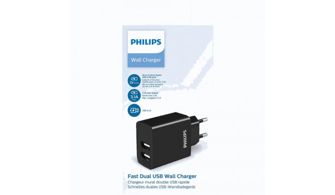Philips DLP2610 charger 2xUSB, black