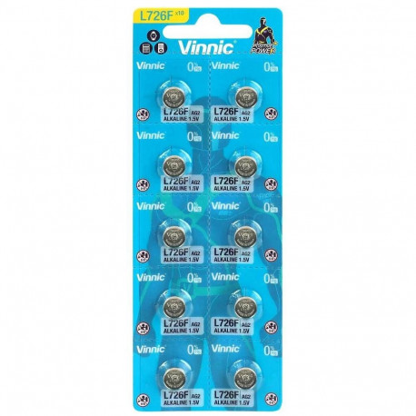 Battery - Vinnic G2 LR726 1.5V Alkaline 7.9mm x 2.6mm 10 pcs
