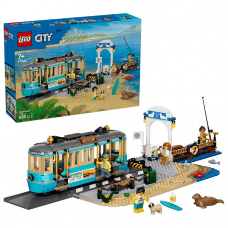 Toy Set - LEGO CITY 60506 Classic Beach Tram, 693 Pieces, 5 Minifigures