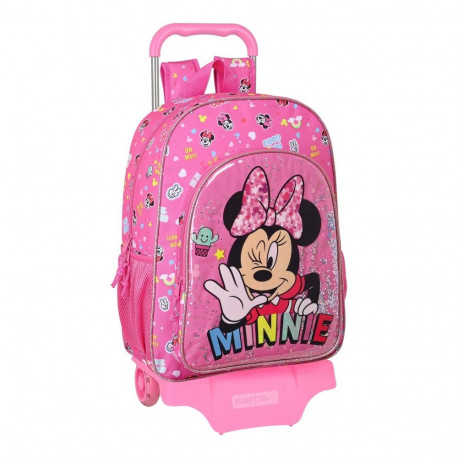 Ratastega koolikott Minnie Mouse Lucky Roosa 33 x 42 x 14 cm