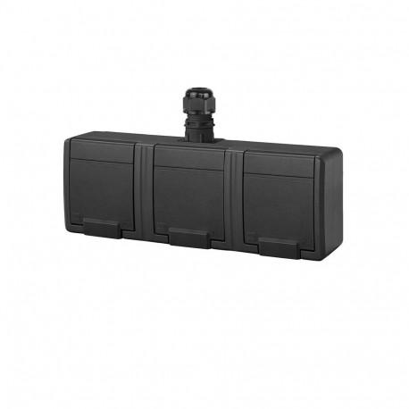 SOCKET 5046-67 3PLACE IP65 AQUANT BLACK