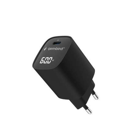 Gembird TA-UC-1C-PD60LCD-01-BK | 60W USB Type-C fast charger, LCD