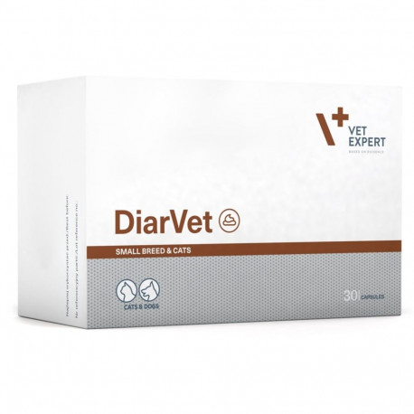 Pet Supplement - VetExpert Diarvet Small Breed 30 Tablets For Dogs And Cats, Gluten-Free, Sugar-Free
