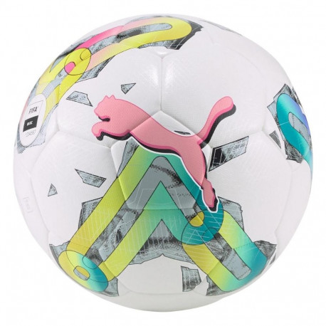 Piłka nożna Puma Orbita 4 HYB FIFA Basic biało-zielono-różowa 83778 01