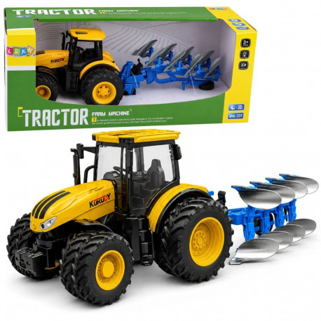mängutraktor 1:24 mitmekehalise auraga tuled ja helid, kollane