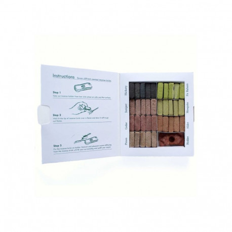 Incense Set - 7 Earthy Himalaya 70 Resin Sticks with Holder 14.5x16.5x2.1 cm