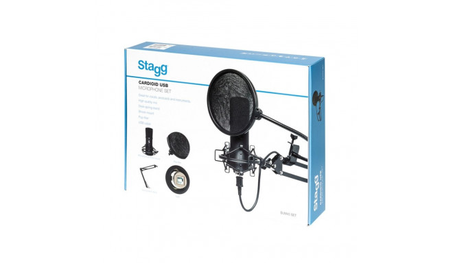 Microphone Set - Stagg SUM45 USB Condenser Mic With Shock Mount, Pop Filter