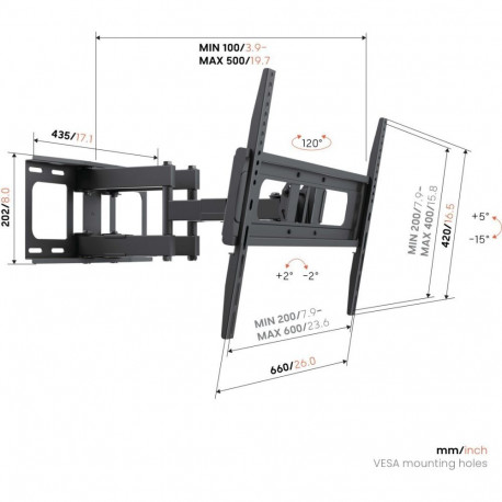 Vogels Wall mount | UP 6053 Full-Motion TV Wall Mount L | 40-80 " | Rotate, Tilt | Maximum weight (c