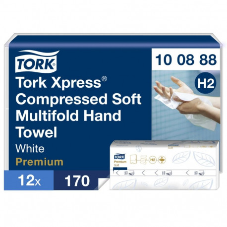Lehträtik Tork H2 Xpress Multifold kokkusurutud pehme valge 4-paneelne 2- kihiline, 170tk/pk (lehe m
