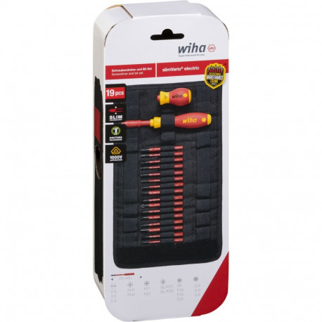 Schraubendreher und Bit Set electric slimVario (rot/gelb, 19-teilig, mit slimBits)