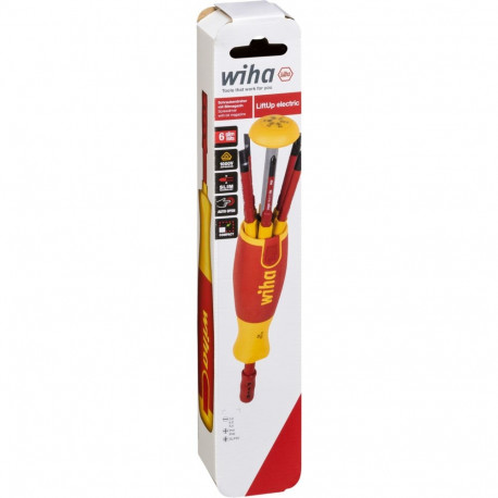 Schraubendreher mit Bit Magazin LiftUp electric (rot/gelb, 7-teilig)