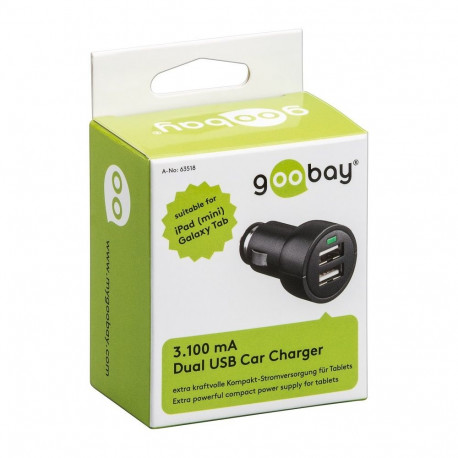 goobay Car Power adapter 12-24V to 2xUSB 3,1A black