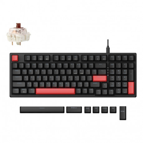 Keyboard - Keychron Lemokey X5 USB Mechanical 96% Layout Brown Switch Red Backlighting Black