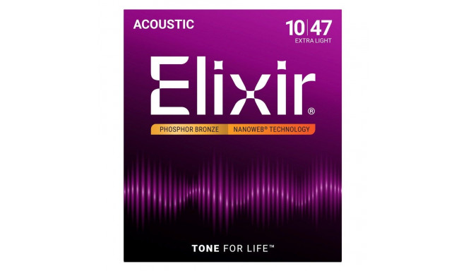 Acoustic Guitar String - Elixir 16002 Phosphor Bronze 10–47 Extra Light