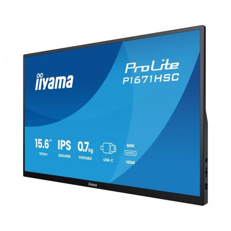 Monitor - iiyama ProLite P1671HSC-B1 15.6" Full HD IPS, USB-C, Mini-HDMI, VGA