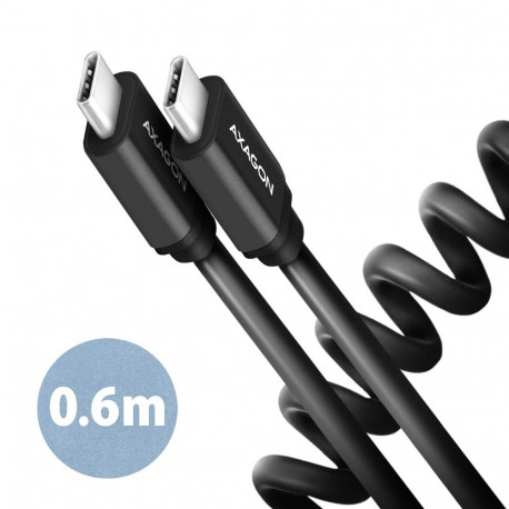 AXAGON twister-kaabel BUCM-CM10TB USB-C-USB-C 2.0 0.6m, must