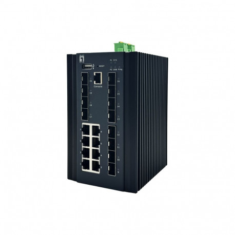 LevelOne 20-Port L2 Plus Managed Industrial Switch, 8 x 1GbE RJ45, 8 x 1GbE SFP, 4 x 1/2.5/10GbE SFP