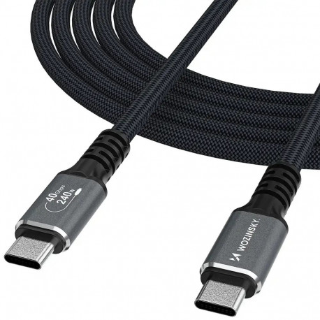 Wozinsky WPS-UY41S andmeedastus- ja laadimiskaabel | USB-C kuni USB-C | 240W | Thunderbolt 4 | 1m | 