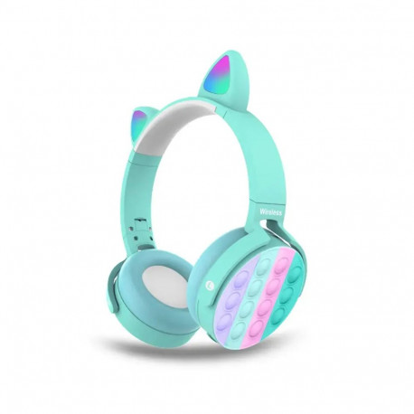 Goodbuy wireless headsets for kids | bluetooth 5.0 | LED cat ears | POP IT | blue (damaged package)