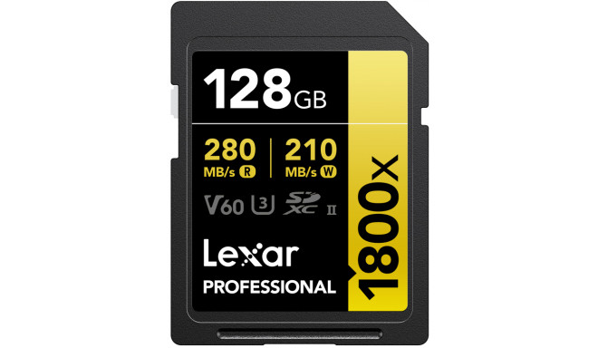 Lexar mälukaart SDXC 128GB Professional 1800x UHS-II U3 V60