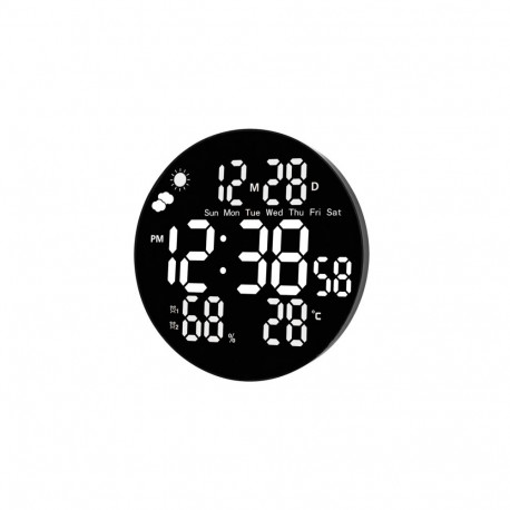 Gaosiio DS-3853L Digital LED Wall Clock Date Temperature Humidity Alarm Remote Control 25 cm