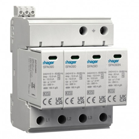 Ülepinge kaitse SPA931 T1+T2 B+C 4P 4M 12.5/50KA 1.5KV TNS