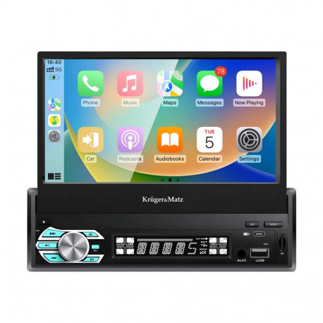 Kruger&Matz autoradio KM2018 väljatõmmatava ekraaniga 7" CarPlay/AndroidAuto