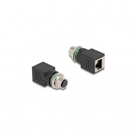 "Delock M12 Adapter A-kodiert 8 Pin Buchse zu RJ45 Buchse gerade"