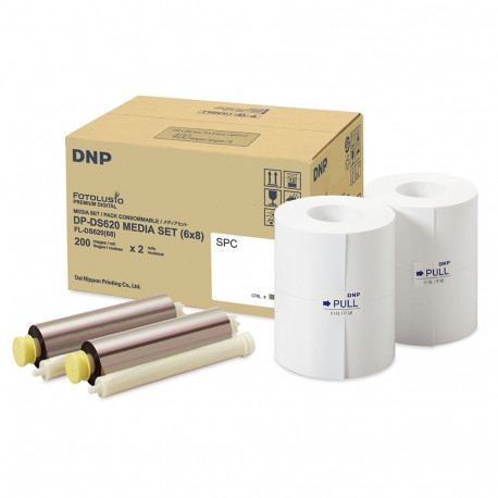DNP Paper 2 Rolls à 200 prints. 15x20 Perforated at 7.5x20 cm for DS620