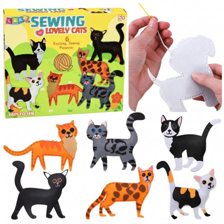 Zestaw Kreatywny Pluszaki Do Szycia Filcowe Maskotki Kotki DIY 6 szt.