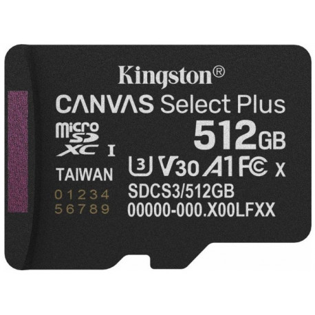 Kingston memory card microSDXC 512GB Canvas Select Plus Gen3
