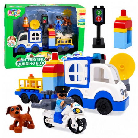 mängukomplekt mootoriga linnapolitseiauto ehitusplokid figuurid tarvikud