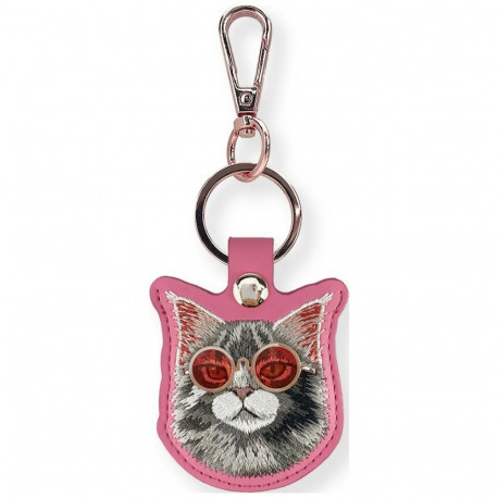 Etui Nimmy Glasses Cool and Cute Cat na lokalizator - różowe