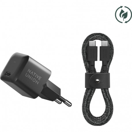 Native Union kiirlaadija 30W USB-C GaN + USB-C kaabel, must