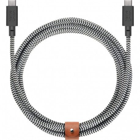 Native Union kaabel Belt Cable XL USB-C to USB-C 3m, sebramustraline