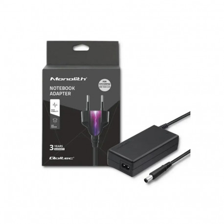 Qoltec 50069 Power adapter for laptop HP CQ 65W | 18.5V | 3.5A | 7.4*5.0+pin | +power cable