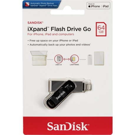 iXpand Go 64 GB (schwarz/silber, USB-A 3.2 Gen 1, Apple Lightning Connector)