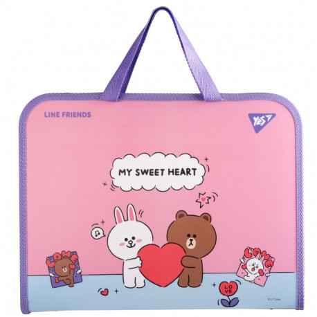 Tõmblukuga portfell YES Line Friends Choco ja Cony FC riidest sangaga