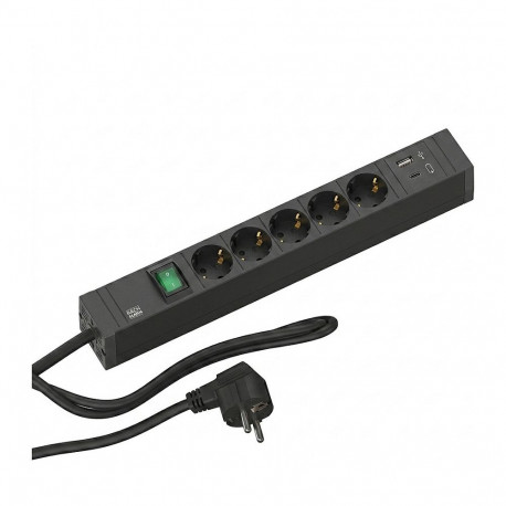 Bachmann pikendusjuhe Connect Line 5x maandusega pesa lüliti USB A&C 22W, must
