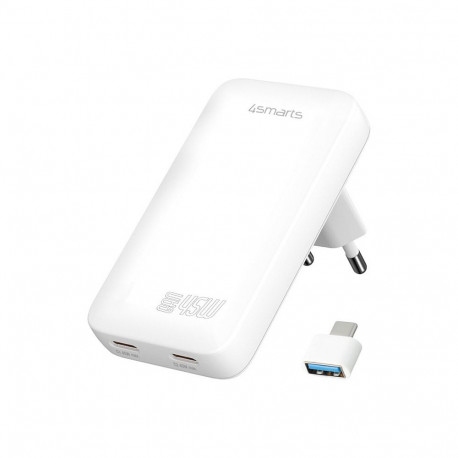 4smarts laadija FlatPlug Slim Dual 45W GaN 2C, valge