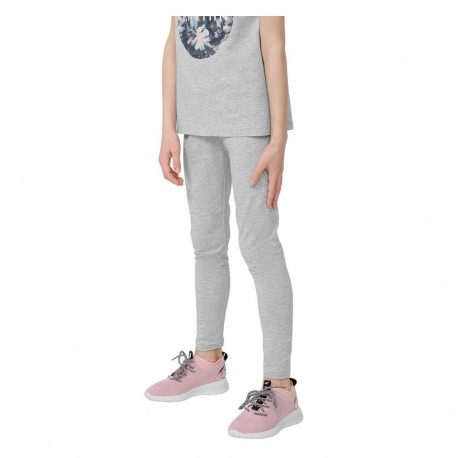 Legginsy dla dziewczynki 4F chłodny jasny szary melanż HJL22 JLEG004 27M