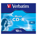 Verbatim CD-R 80/700MB 1x10 audio live it plastkarp, värviline
