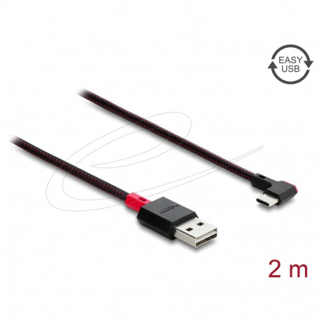"DELOCK EASY-USB 2.0 Kabel Typ-A St > USB-C St gew. 2m schw"