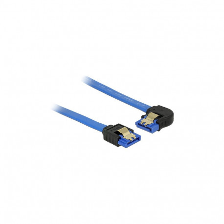 "DELOCK Kabel SATA 6 Gb/s Buchse gerade > SATA Buchse links gewinkelt 70cm blau mit Goldclips"
