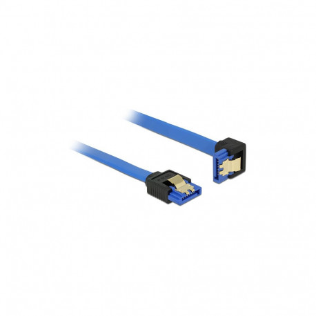 DELOCK kaabel SATA 6Gb/s sirge > allapoole kaldu SATA-pesa 30cm kuldklambritega, sinine